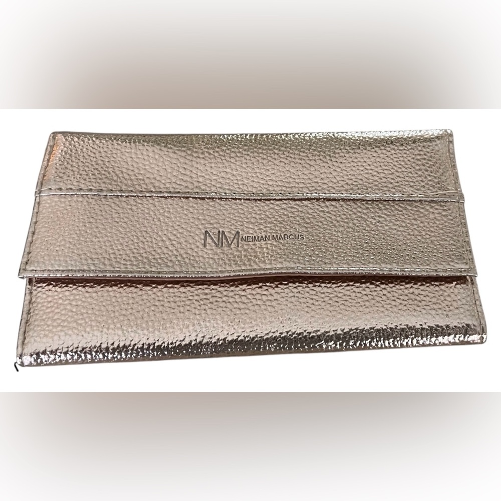 Neiman Marcus Metallic Rose Gold Trifold Makeup / Brush & Tools Bag
